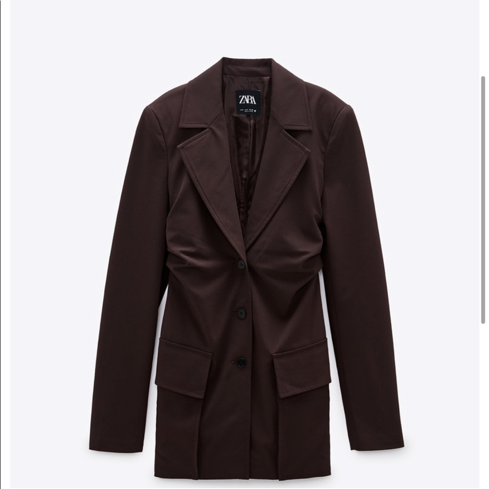 Zara Blazer Dress with Ruching Chocolate